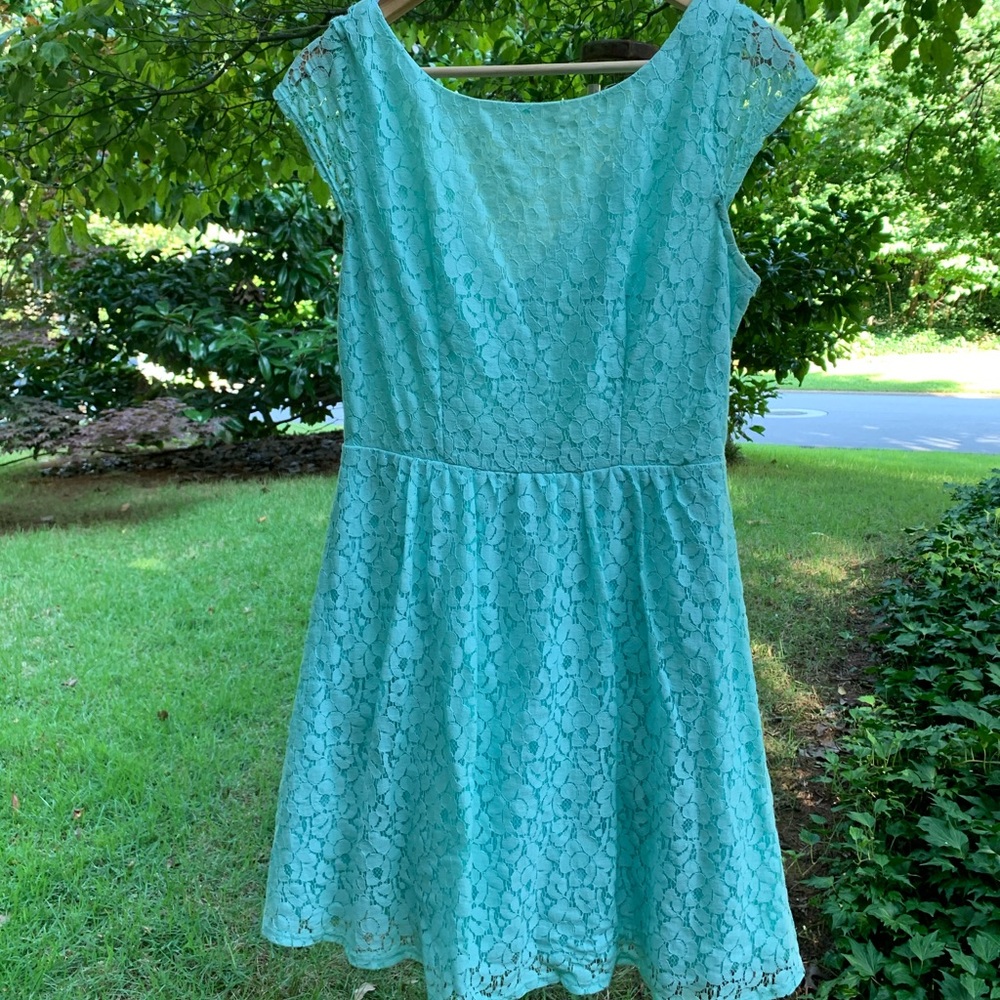 *Donated* Vintage 1950s Inspired Blue Lace Dress with Capped Sleeves and Tulle